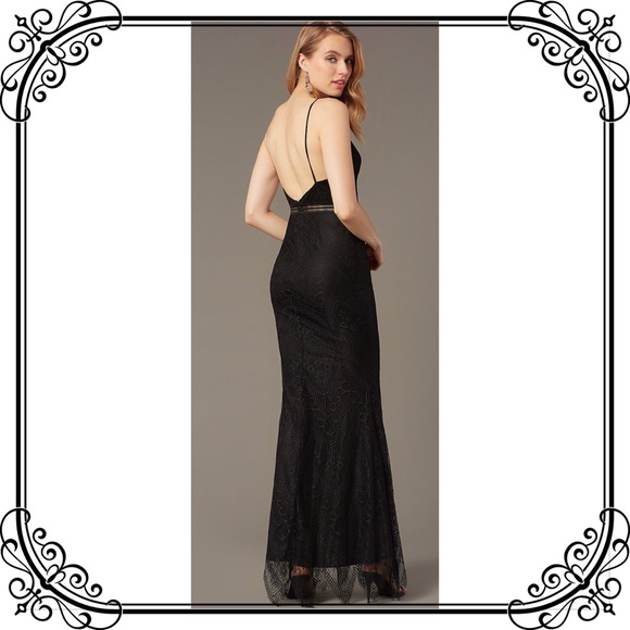 🆕NWT Black Lace Spaghetti Strap Sexy Maxi Dress - Picture 4 of 8